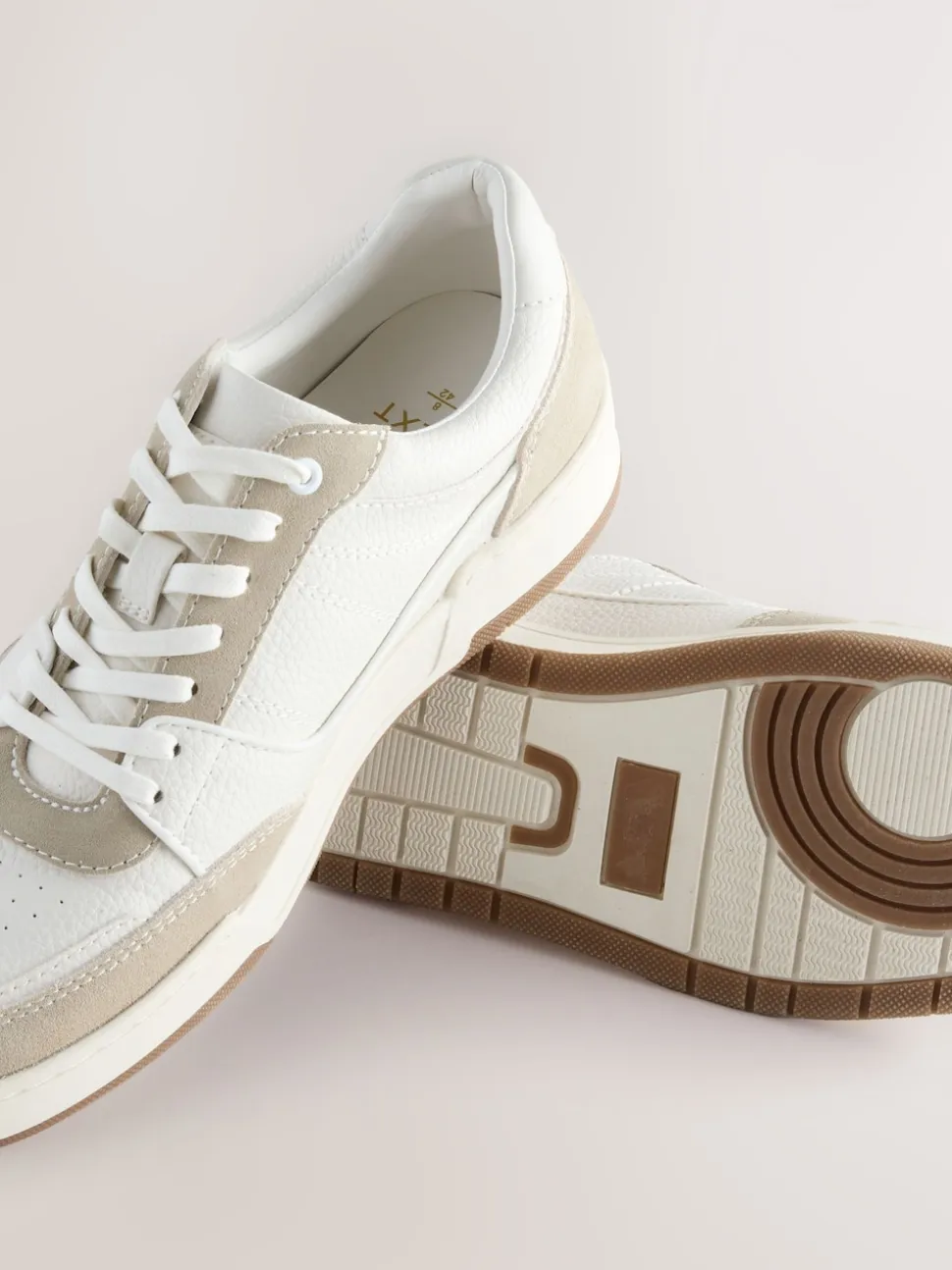 Neutral Smart Casual Trainers with Suede Trim