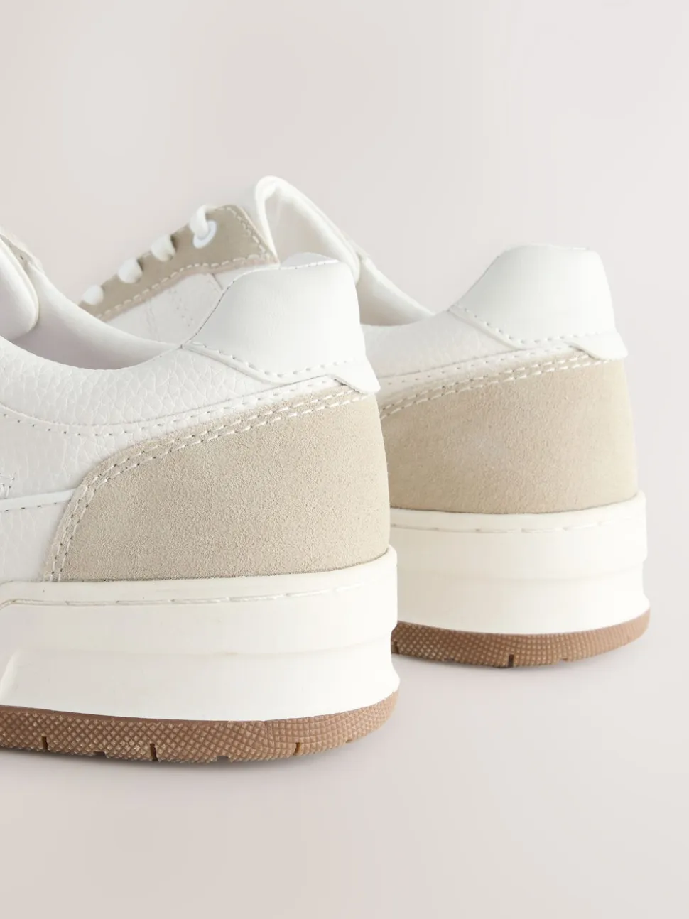 Neutral Smart Casual Trainers with Suede Trim
