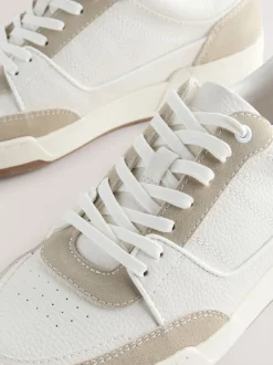 Neutral Smart Casual Trainers with Suede Trim