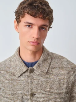 Neutral Smart Check Jacket with Wool