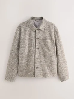 Neutral Smart Check Jacket with Wool