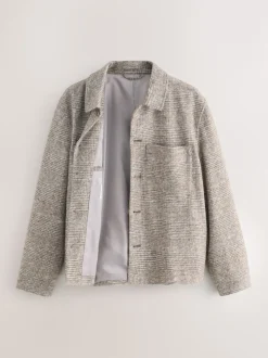 Neutral Smart Check Jacket with Wool