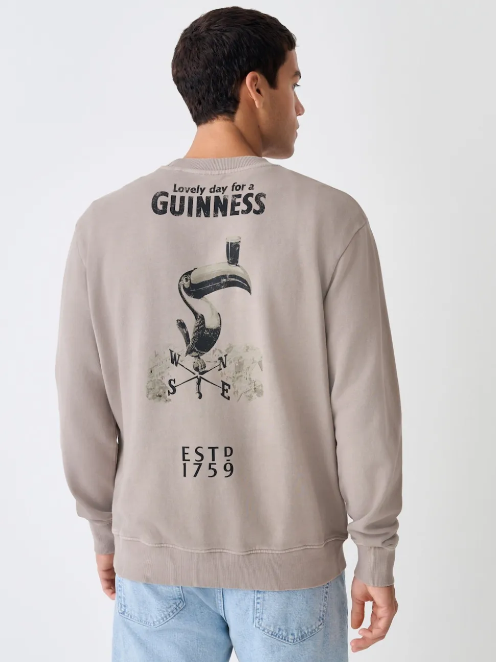 Neutral Stone Guinness Licence Graphic Crew Sweatshirt