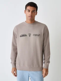 Neutral Stone Guinness Licence Graphic Crew Sweatshirt