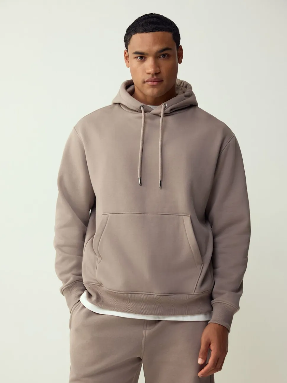 Neutral Stone Regular Fit Heavyweight Cotton Rich Jersey Hoodie