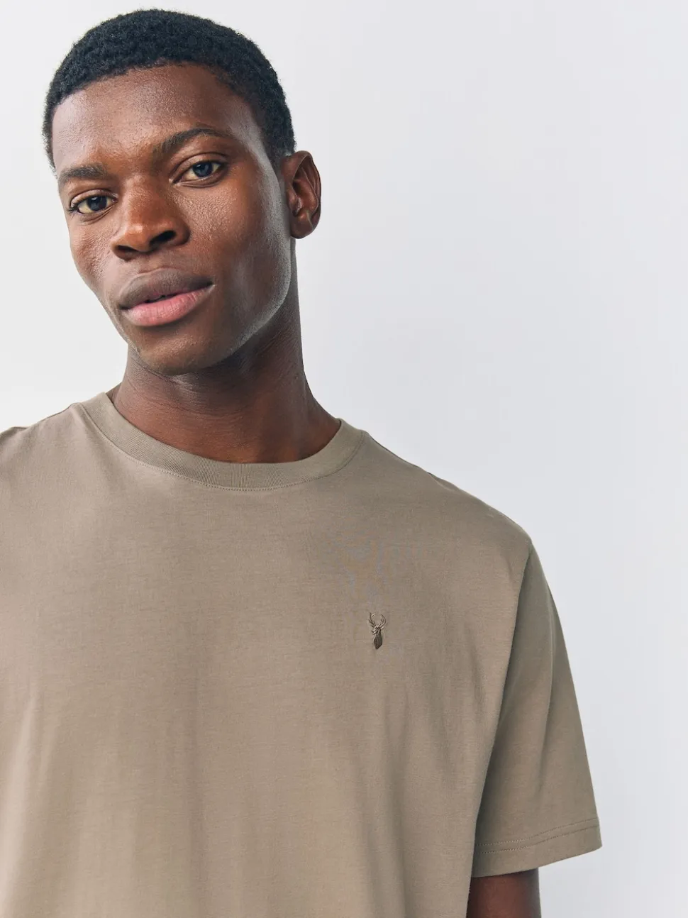 Neutral Stone Regular Fit Stag T-Shirt