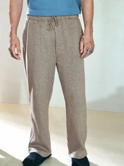 Neutral Stone Velour Lined Open Hem Joggers
