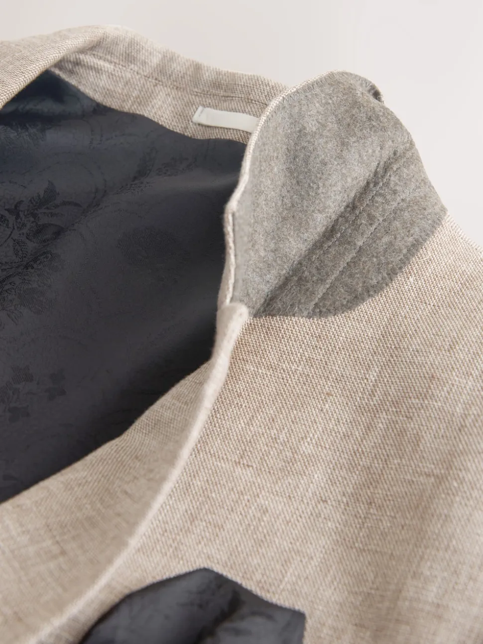 Neutral Tailored Fit Linen Blend Texture Suit Jacket