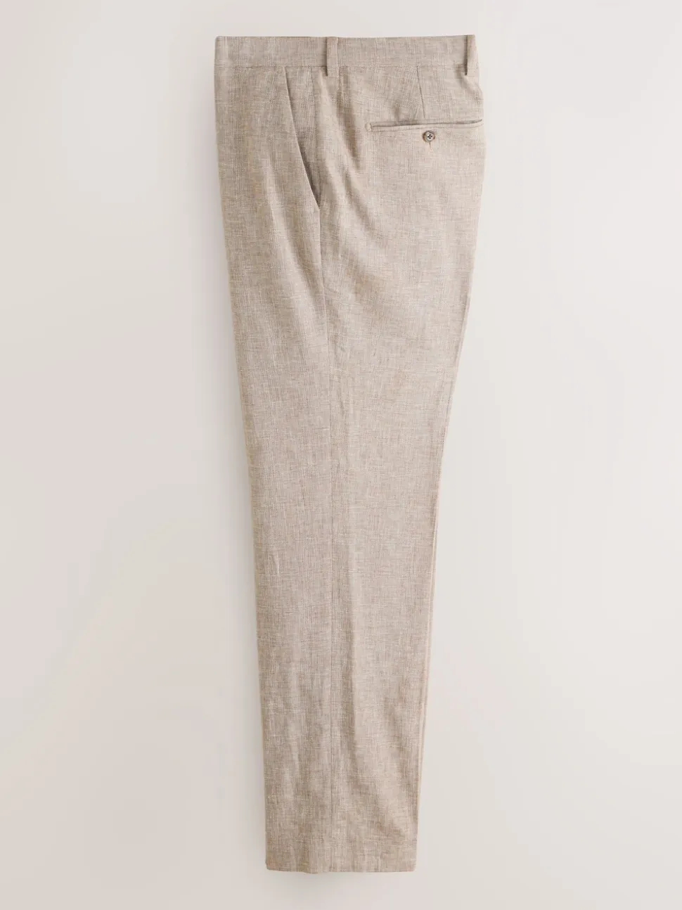 Neutral Tailored Fit Linen Blend Texture Suit Trousers