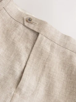 Neutral Tailored Fit Linen Blend Texture Suit Trousers