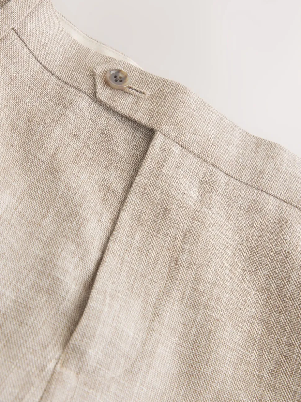 Neutral Tailored Fit Linen Blend Texture Suit Trousers