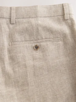 Neutral Tailored Fit Linen Blend Texture Suit Trousers