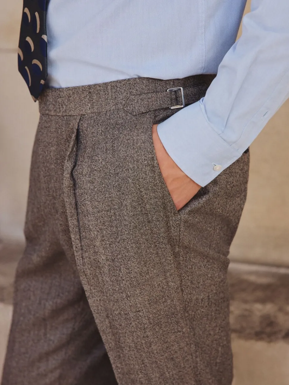 Neutral Tailored Fit Merino Wool Blend Suit Trousers