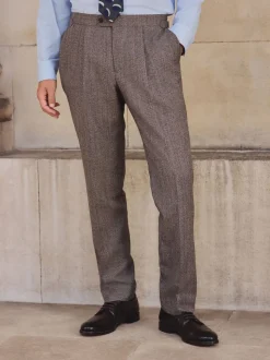 Neutral Tailored Fit Merino Wool Blend Suit Trousers
