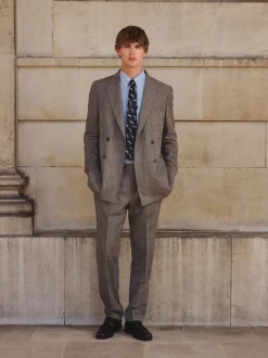 Neutral Tailored Fit Merino Wool Blend Suit Trousers