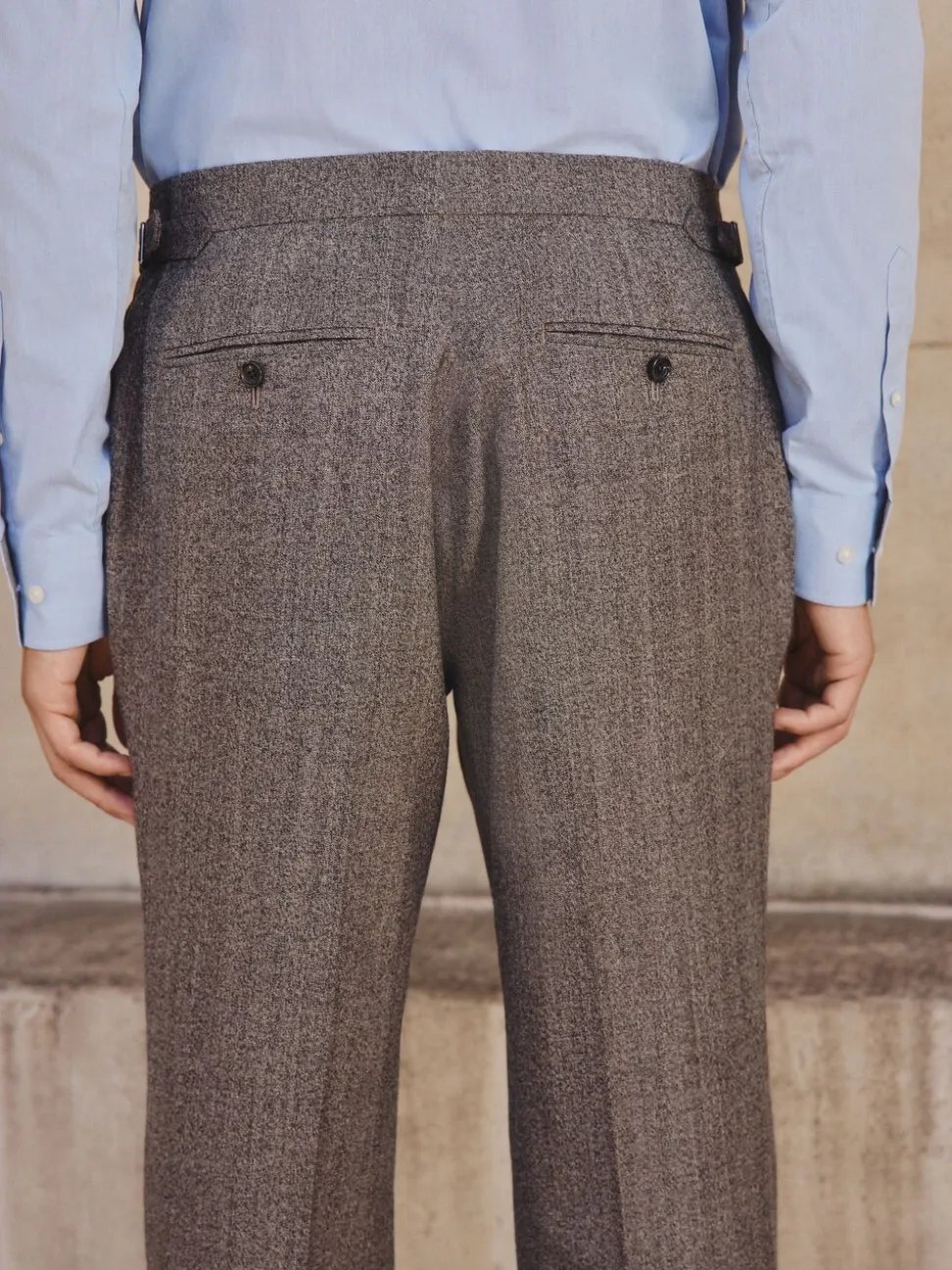 Neutral Tailored Fit Merino Wool Blend Suit Trousers