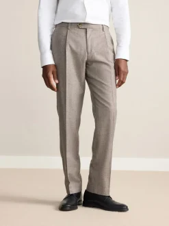 Neutral Tailored Fit Signature Marzotto 100% Italian Wool Check Suit Trousers