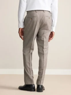 Neutral Tailored Fit Signature Marzotto 100% Italian Wool Check Suit Trousers