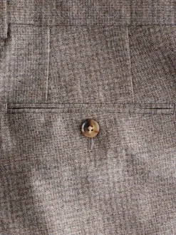 Neutral Tailored Fit Signature Marzotto 100% Italian Wool Check Suit Trousers