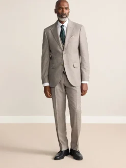 Neutral Tailored Fit Signature Marzotto 100% Italian Wool Check Suit Trousers