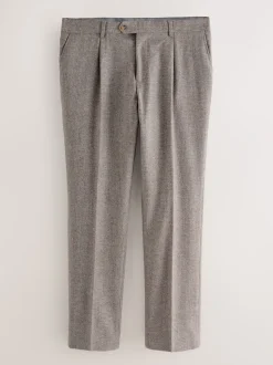 Neutral Tailored Fit Signature Marzotto 100% Italian Wool Check Suit Trousers