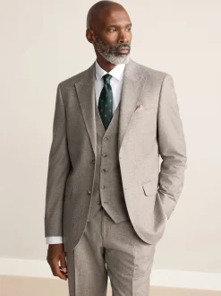 Neutral Tailored Fit Signature Marzotto 100% Italian Wool Check Suit Jacket