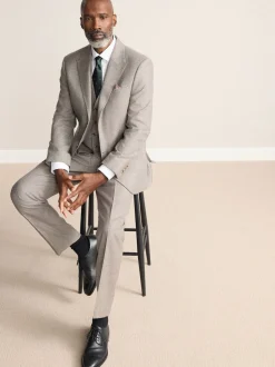 Neutral Tailored Fit Signature Marzotto 100% Italian Wool Check Suit Jacket