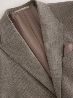 Neutral Tailored Fit Signature Marzotto 100% Italian Wool Check Suit Jacket