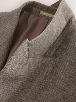 Neutral Tailored Fit Signature Marzotto 100% Italian Wool Check Suit Jacket