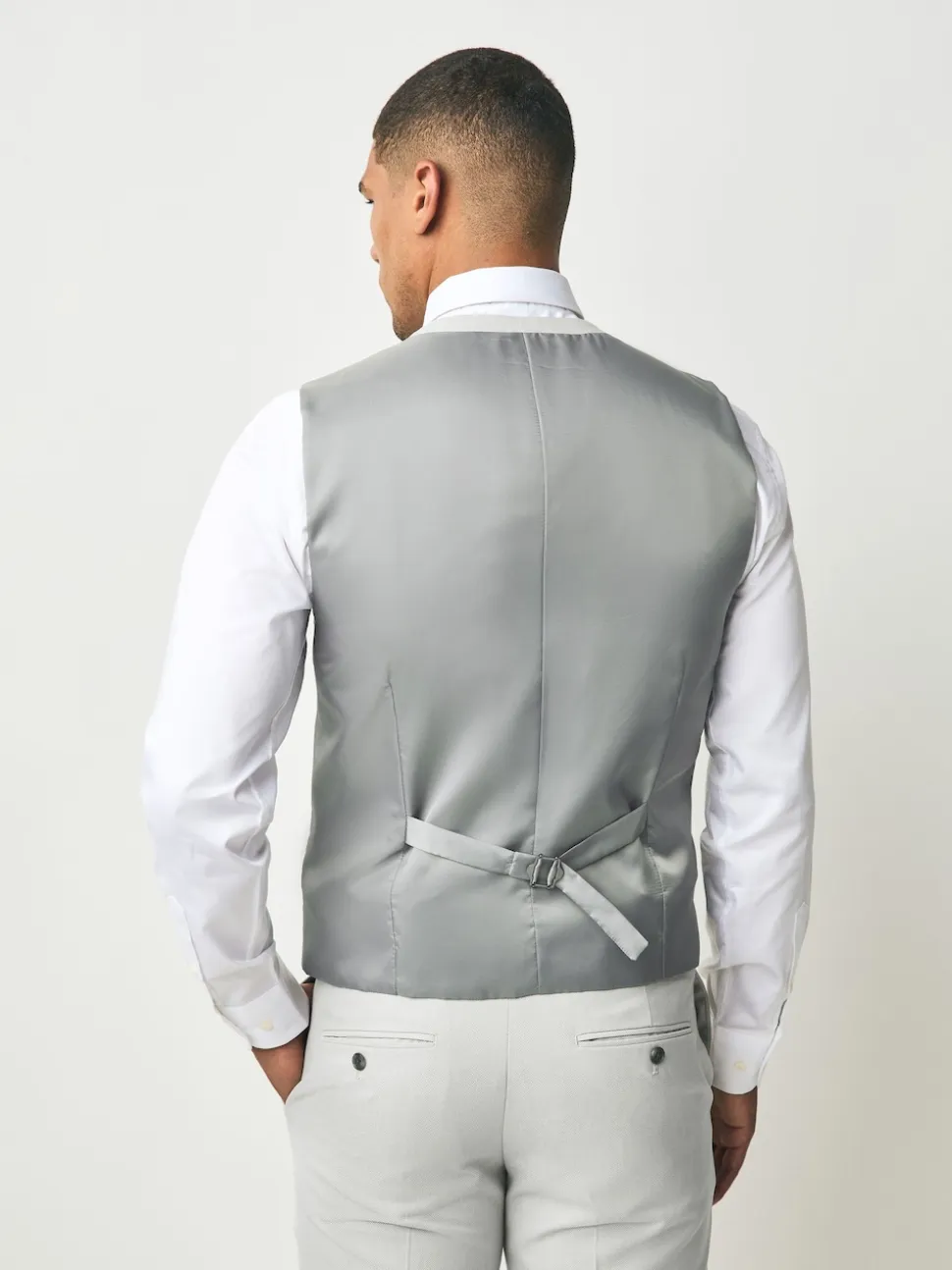 Neutral Textured Suit Waistcoat