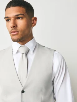 Neutral Textured Suit Waistcoat