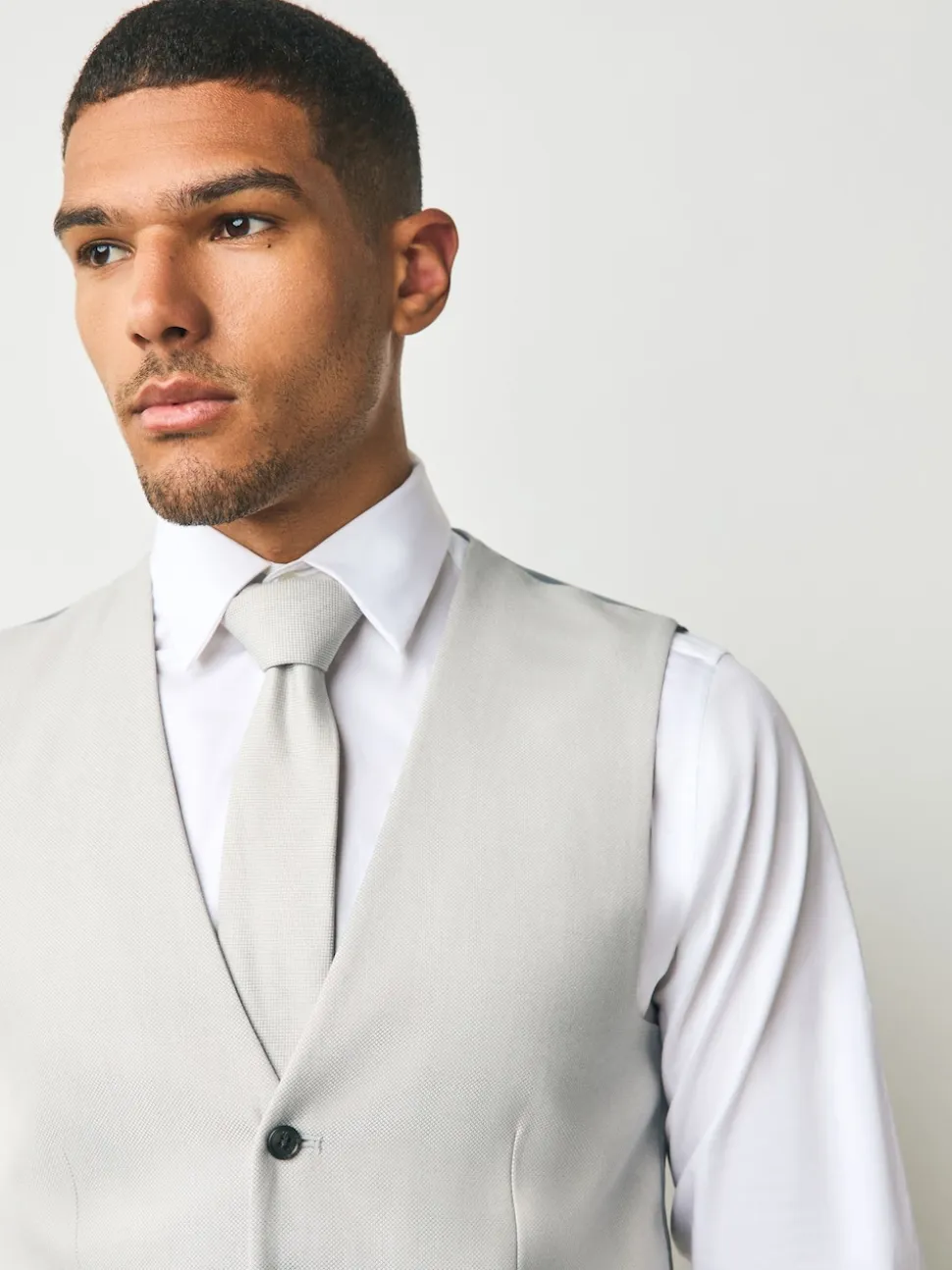 Neutral Textured Suit Waistcoat