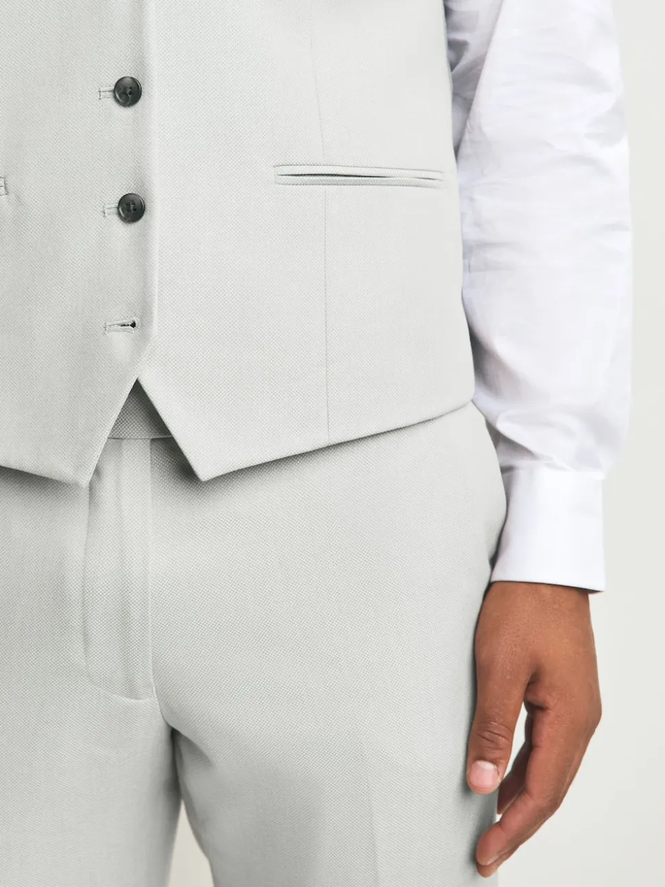 Neutral Textured Suit Waistcoat
