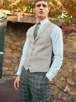 Neutral Textured Suit Waistcoat
