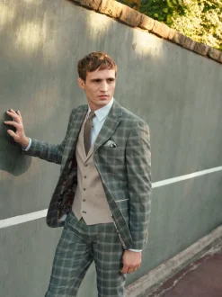 Neutral Textured Suit Waistcoat
