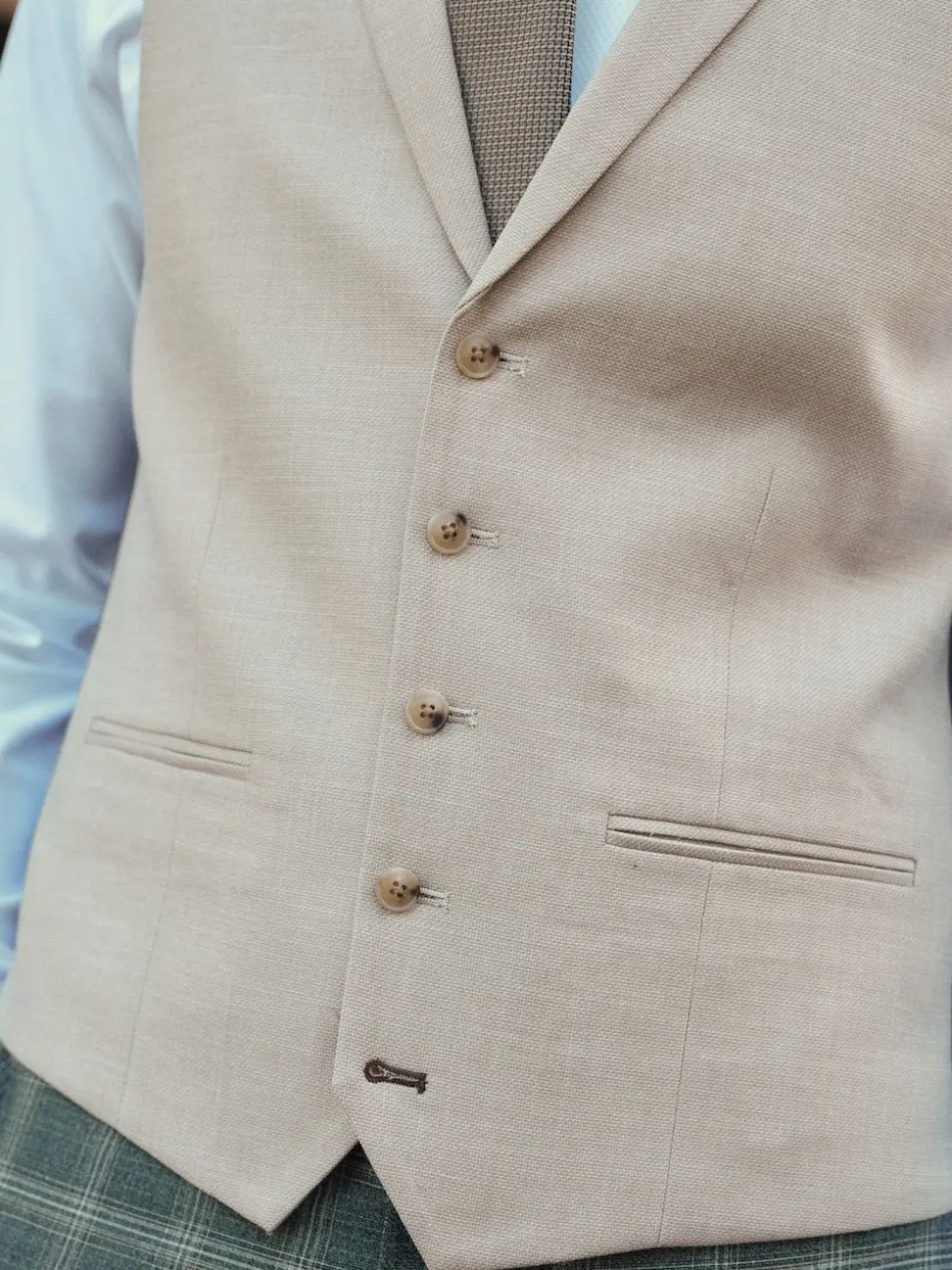 Neutral Textured Suit Waistcoat
