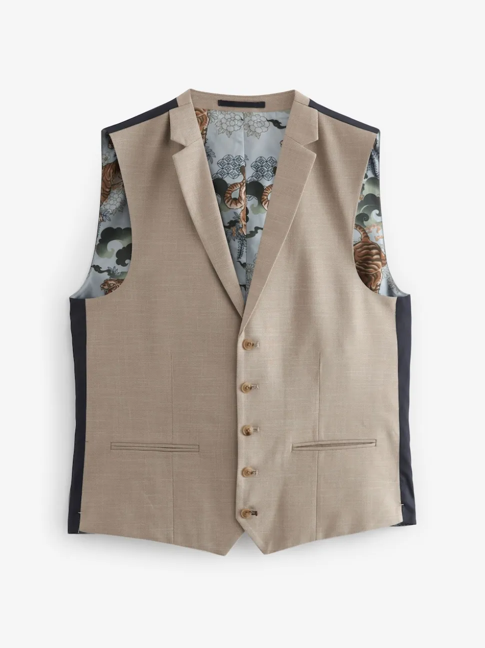 Neutral Textured Suit Waistcoat