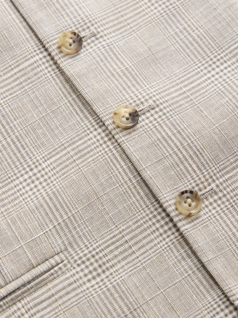 Neutral Tollegno Linen Blend Check Suit Waistcoat