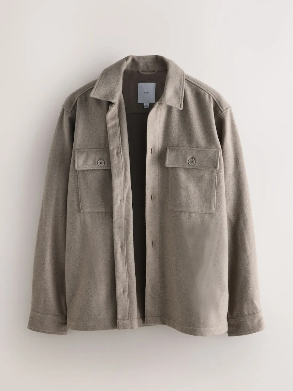 Neutral Twin Pocket Shacket Overshirt with Wool