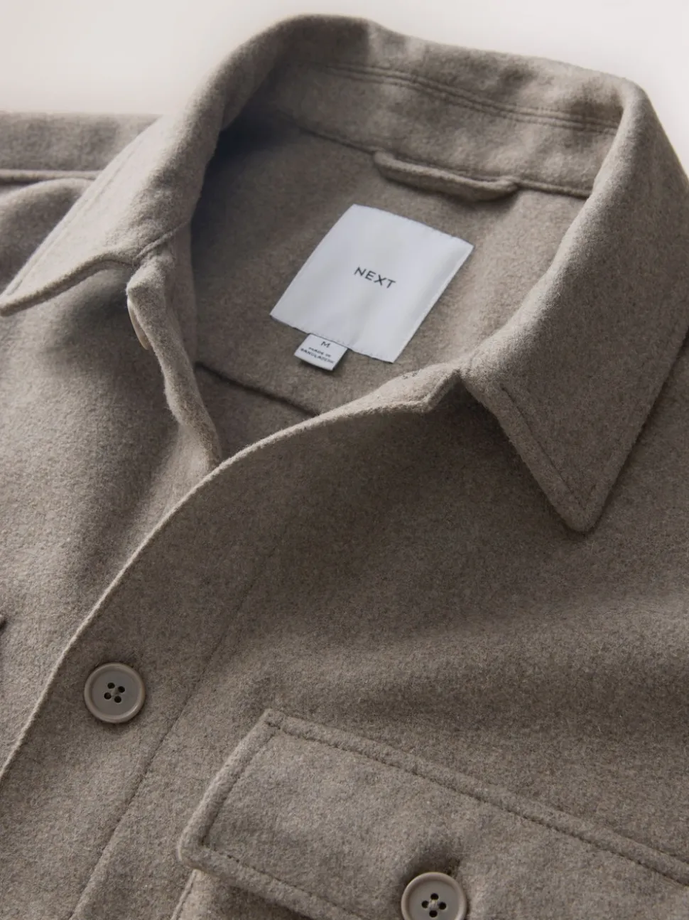Neutral Twin Pocket Shacket Overshirt with Wool
