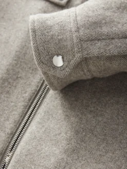 Neutral Wool Rich Borg Lined Shacket
