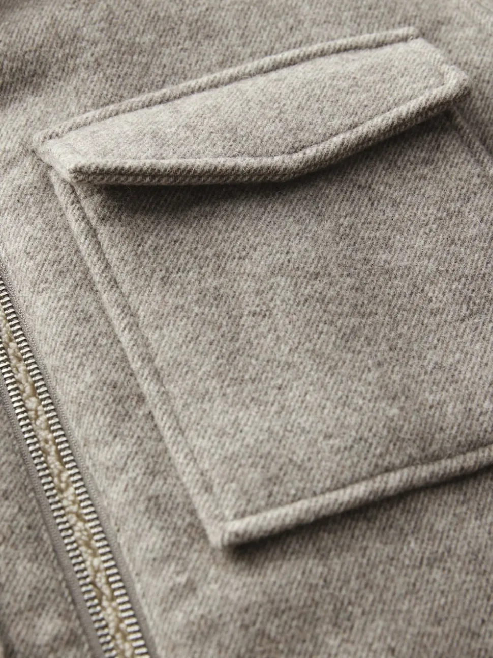Neutral Wool Rich Borg Lined Shacket