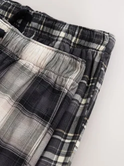 Neutral/Black Check Motionflex Cosy Open Hem Pyjama Bottoms 2 Pack