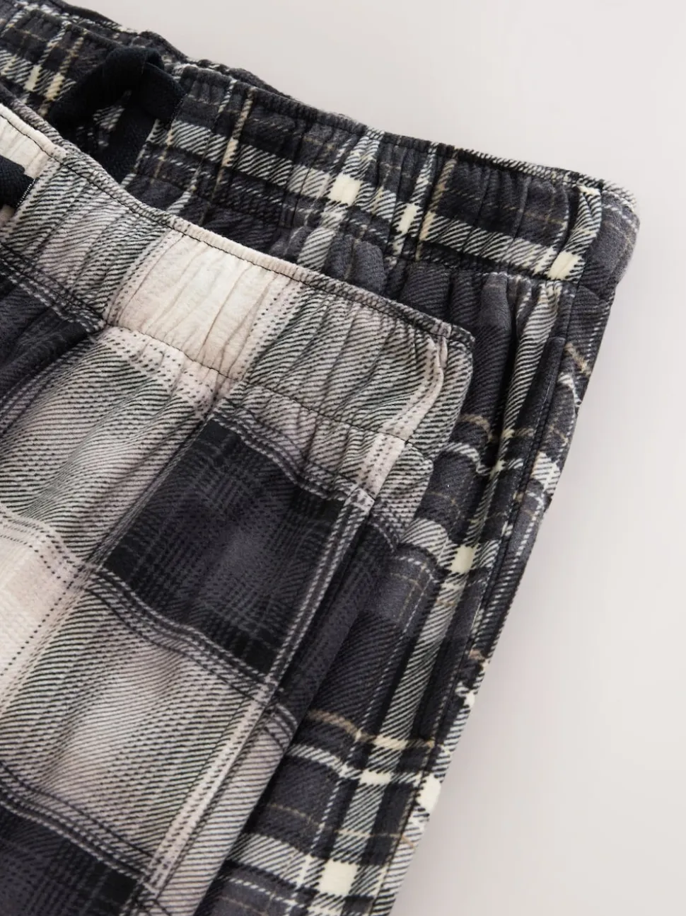 Neutral/Black Check Motionflex Cosy Open Hem Pyjama Bottoms 2 Pack