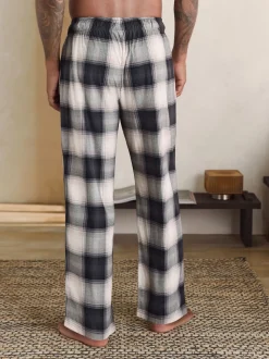 Neutral/Black Check Motionflex Cosy Open Hem Pyjama Bottoms 2 Pack