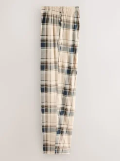 Neutral/Black Check Short Sleeve Jersey Pyjamas Set