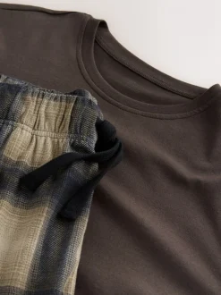 Neutral/Brown Check Motionflex Cosy Long Sleeve Cuffed Pyjamas