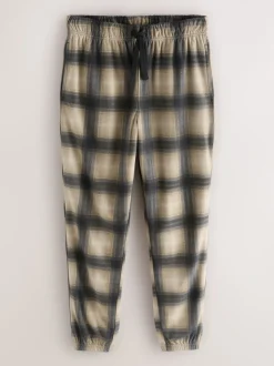 Neutral/Brown Check Motionflex Cosy Long Sleeve Cuffed Pyjamas