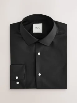 Neutral/Ecru/Black Slim Fit Easy Care Textured Single Cuff Smart Shirts 3 Pack