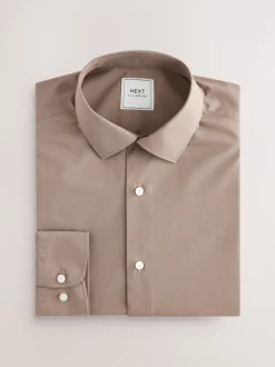 Neutral/Ecru/Black Slim Fit Easy Care Textured Single Cuff Smart Shirts 3 Pack